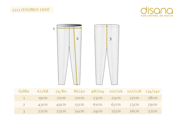 disana Leggings Größentabelle