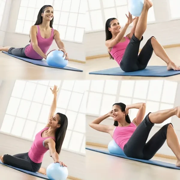 Pilates Ball Anwendung Mädchen Blau